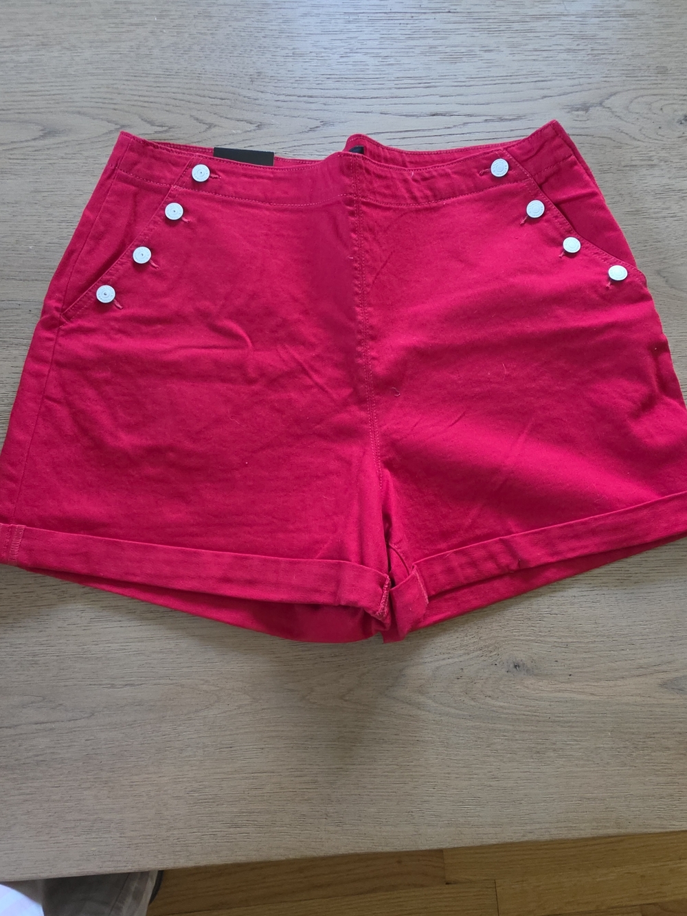 Banana Republic Bright Red High-Waist Button Pocket Shorts - Banana Republic